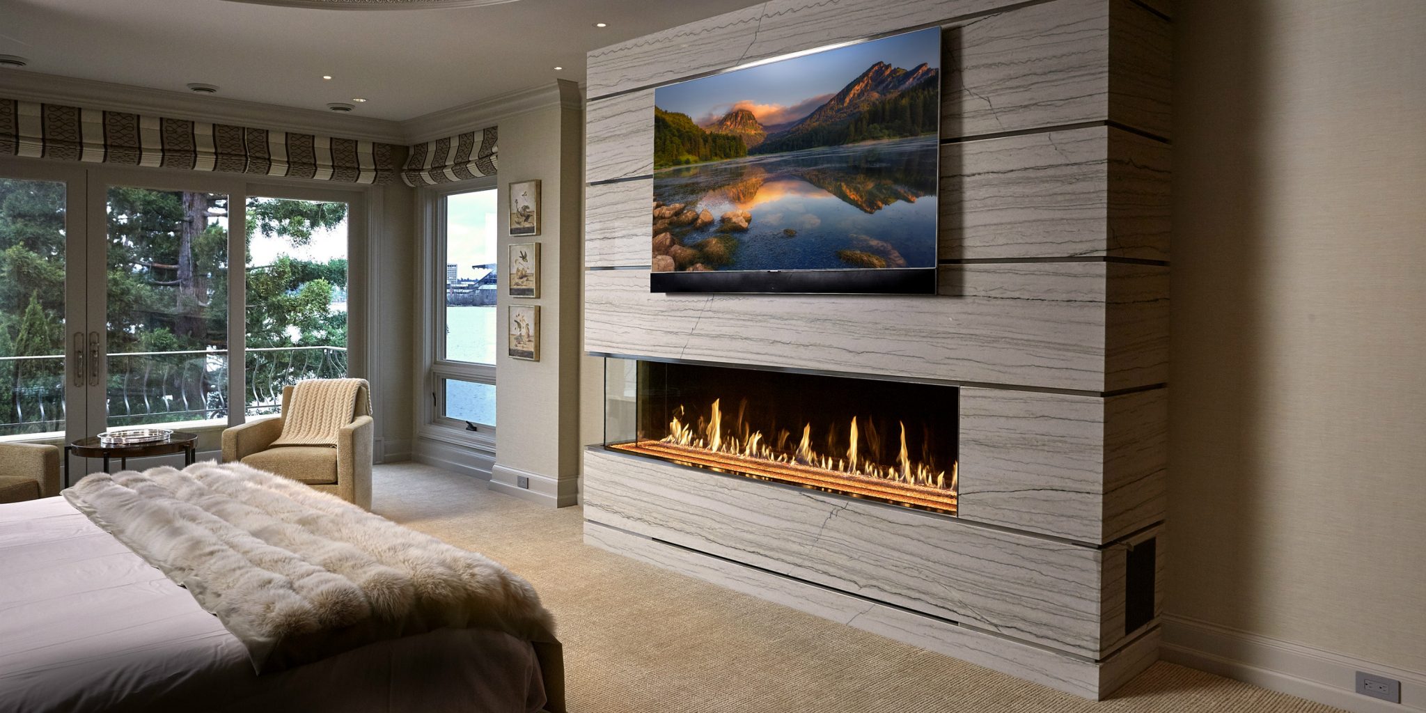 The DaVinci Collection Corner Linear Gas Fireplace | Flame Connection