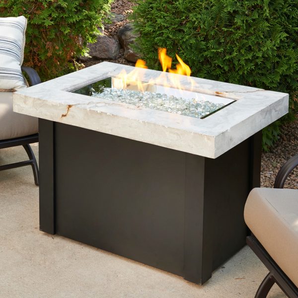 White Providence Rectangular Gas Fire Pit Table | Flame Connection